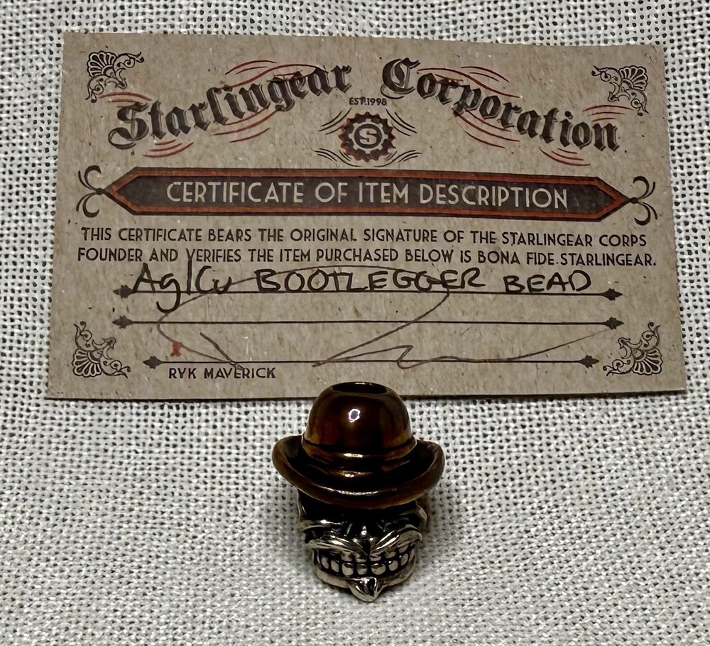 STARLINGEAR BOOTLEGGER BEAD, w/ Certificate Card, Monkey Edge