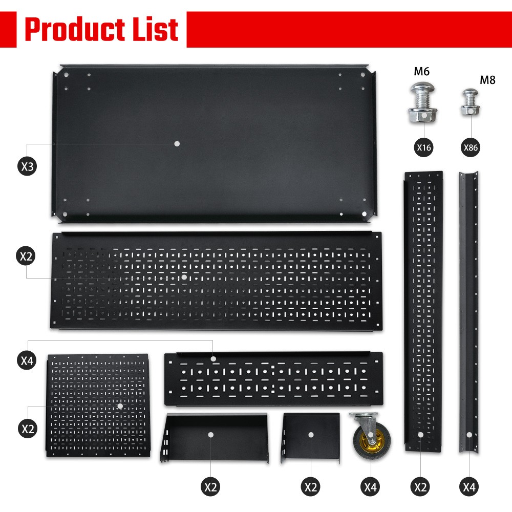 Steel Pegboard Foldable Rolling Tool Cart +Wheels Garage Organizer Tool Storage