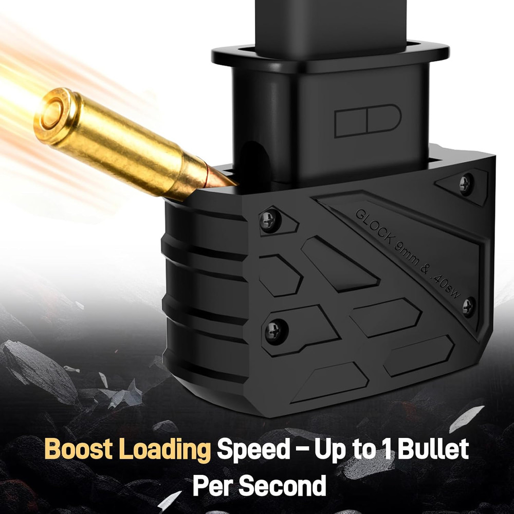Glock 9mm/.40 S&W Magazine Speed Loader - Quick Load Tool (Matte Black)
