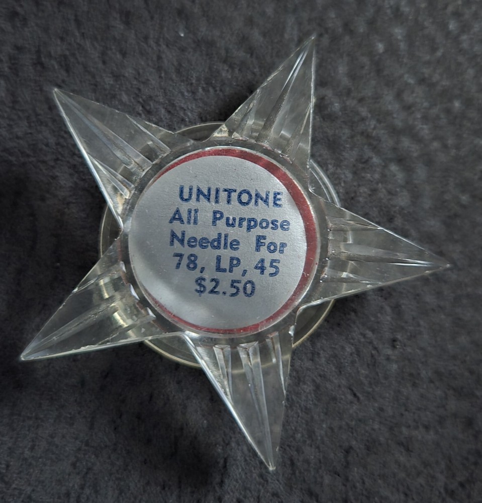 Vintage Unitone Duotone All Purpose Needle In Original Plastic Star Shaped Case