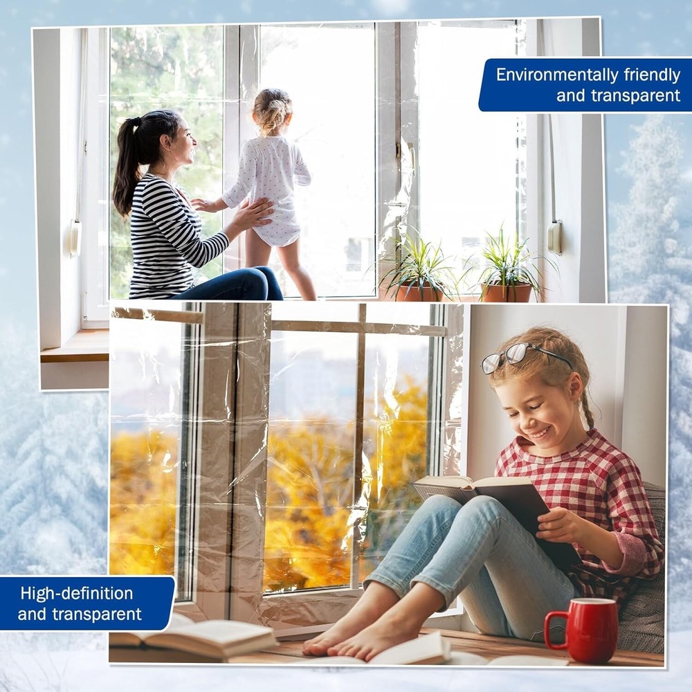 PANGDA Winter Window Insulation Kit 47x63 Inch with Hook Loop - 6 Sheets