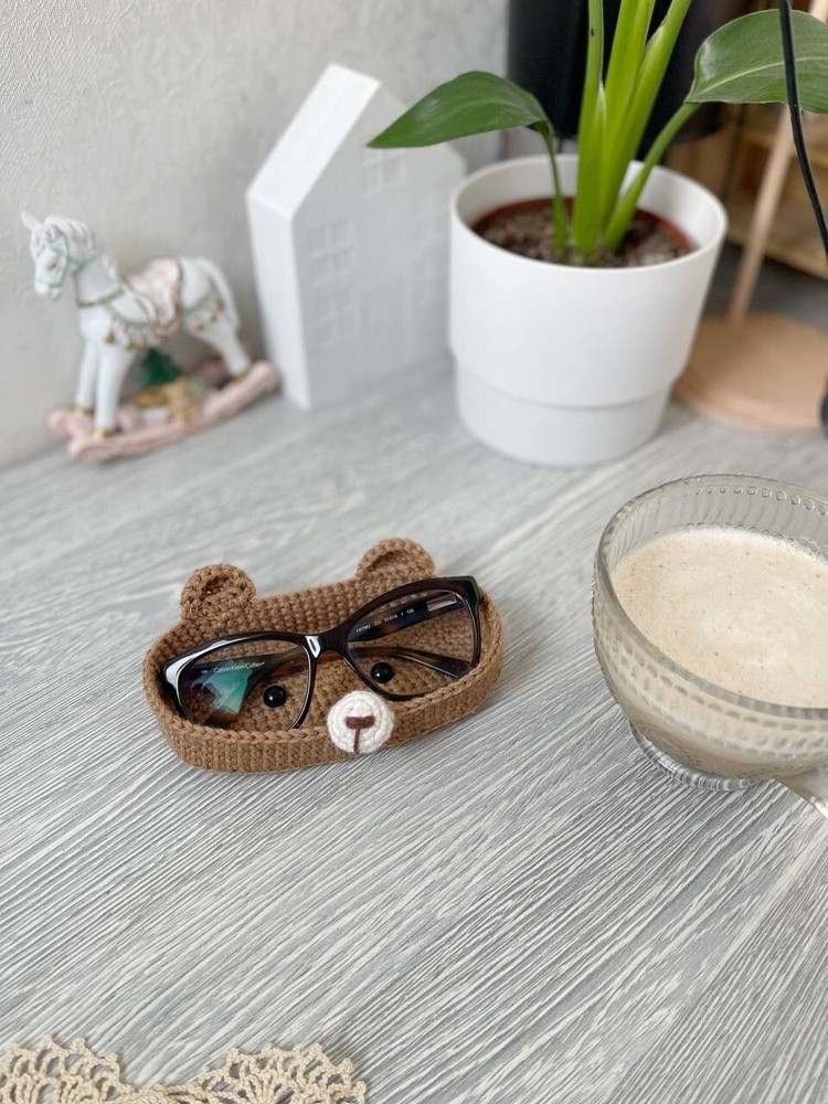 Bear Glasses Holder crochet Crochet Bear-Shaped Eyeglass Organizer Handmade Gift