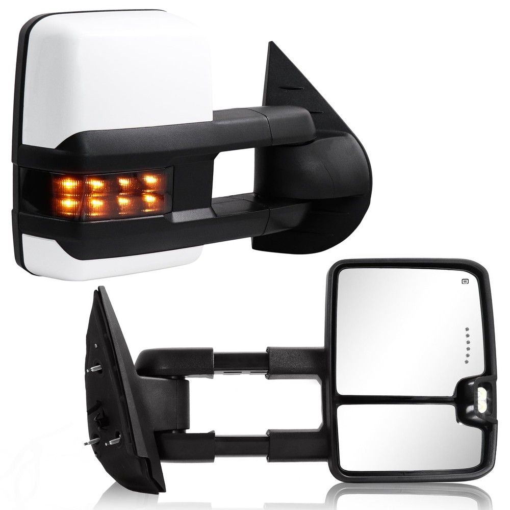 Towing Mirror for 2007-2013 Chevy Silverado GMC Sierra DOTTED LIGHT, White