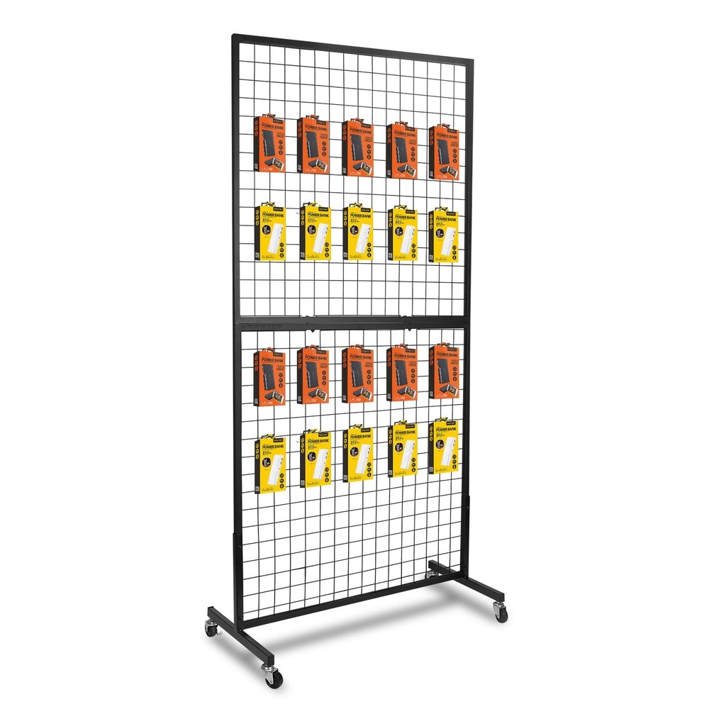 3'x 6' Gridwall Panel Display Stand with T-Base, Black Wire Grid Wall Panels ...