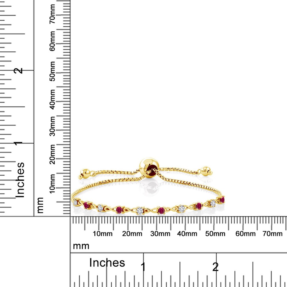18K Yellow Gold Plated Silver Gemstone Birthstone and Red Created ruby Infinity
