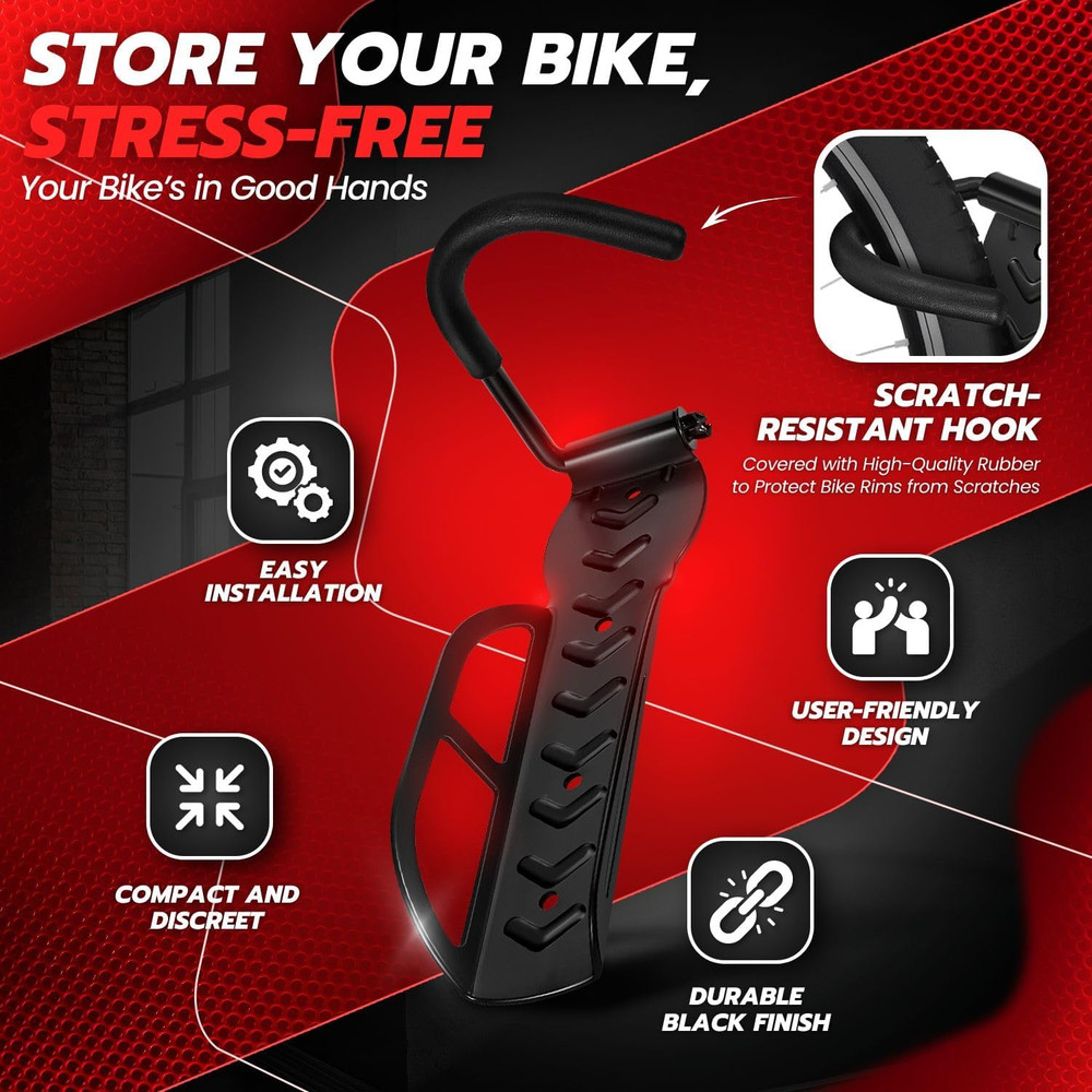 Garage Bike Rack Wall Mount (2 Pack) - Vertical Bicycle Rack Hanger Wall Mounted