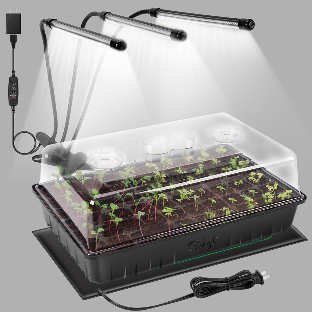 Complete 60-Cell Seed Starter Kit with Heat Mat & Grow Light