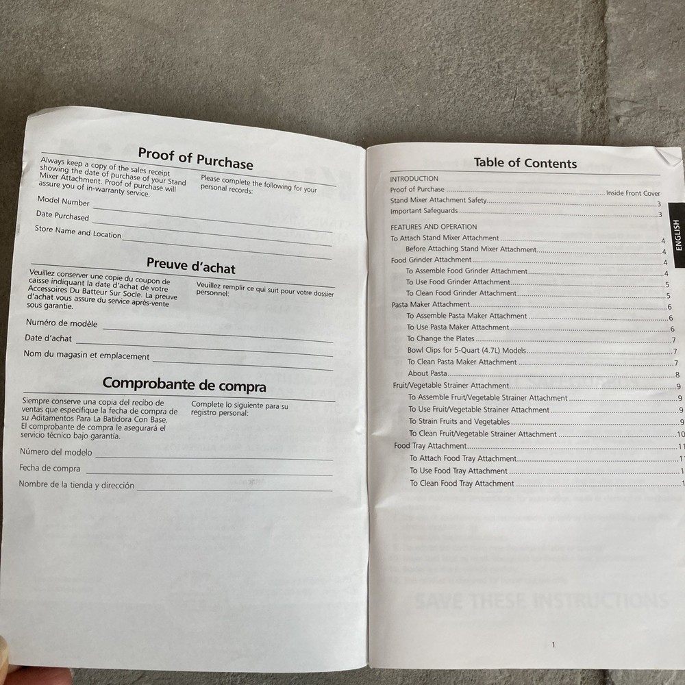 KitchenAid Instructions & Recipes For Stand Mixer Attach Grinder Pasta Strainer