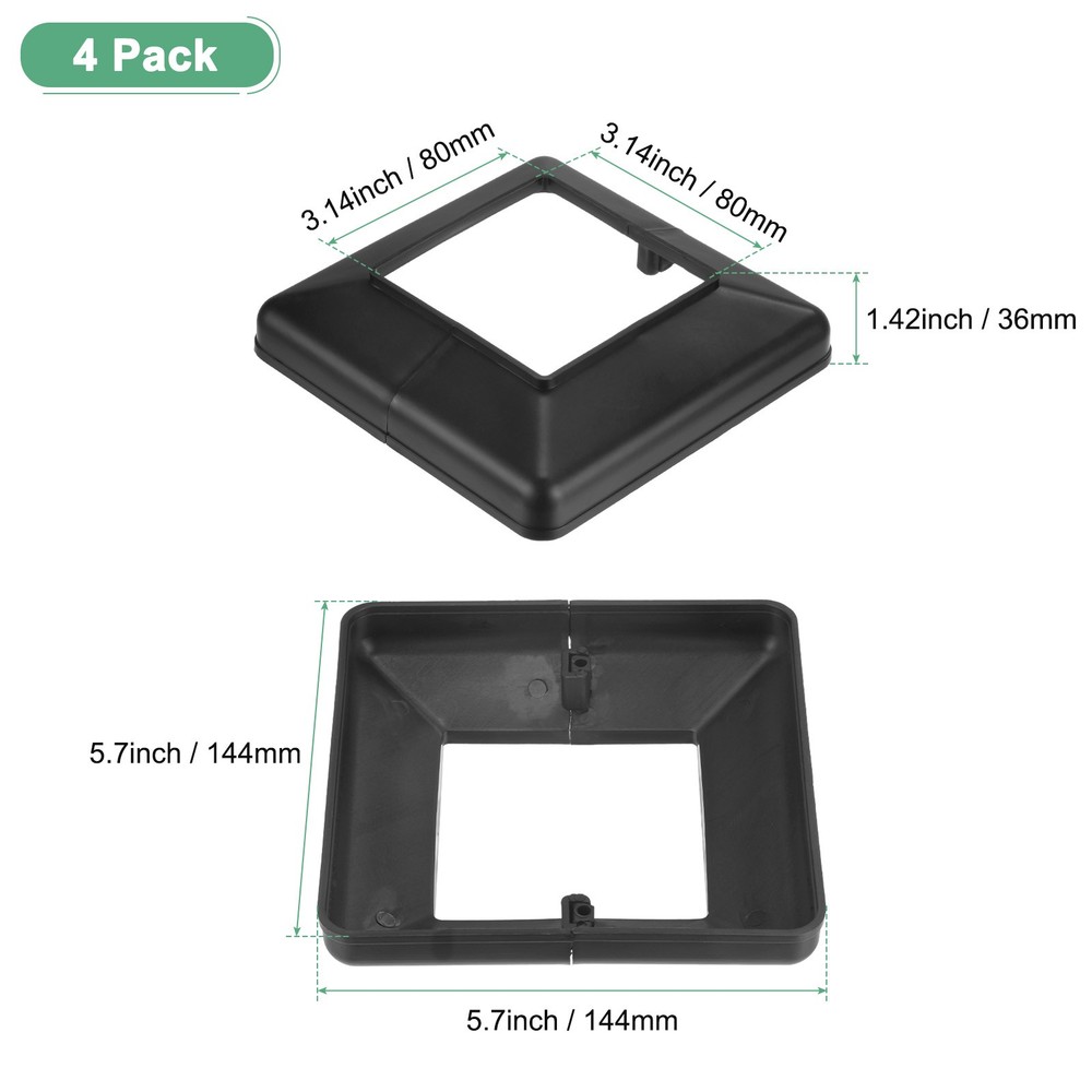 4-Pack Post Base Cover, Internal 3.14"x 3.14" Post Skirt Split Type for Railing