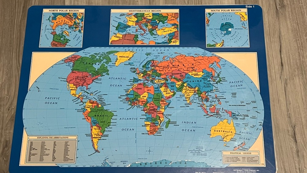 World Global Laminated Map 19x14 Poster by George Cram Co 95515