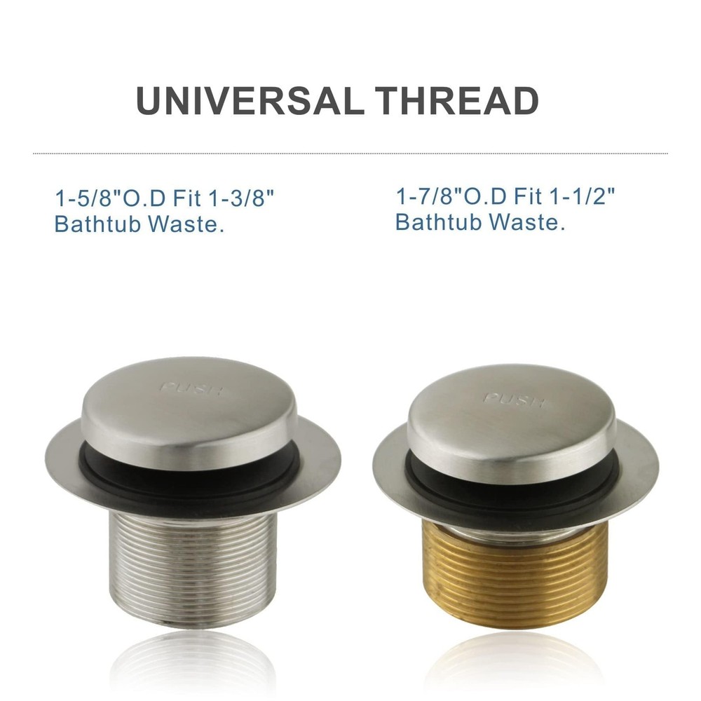 Brushed Nickel Tub Drain Tip-Toe Trim Set Conversion Kit