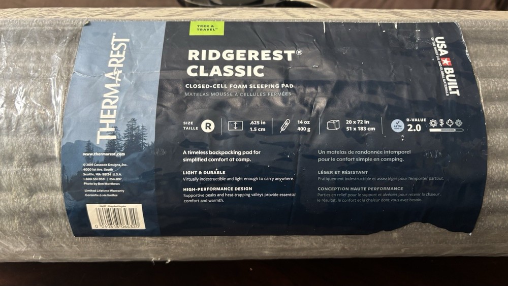 Therm-a-Rest RidgeRest Classic closed-cell foam sleeping pad Size Taille