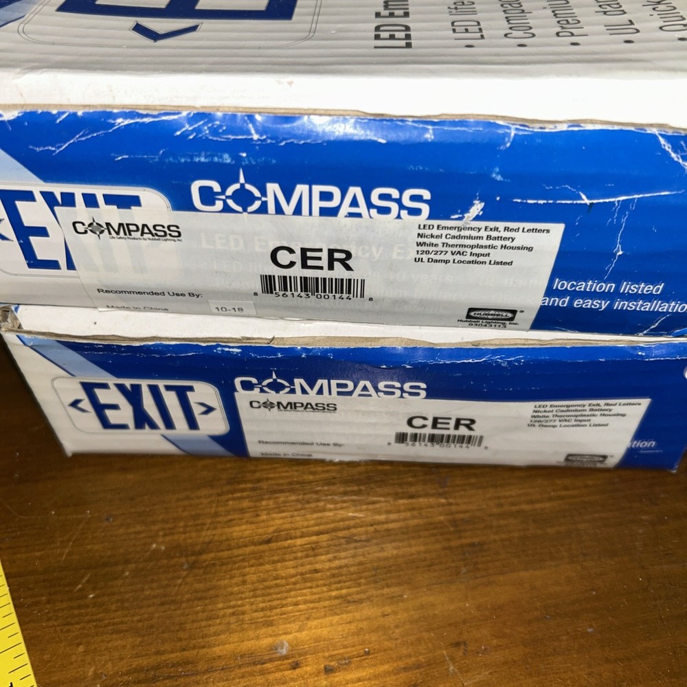 x2 - Hubbell Lighting Compass CER Series Emergency Exit Light 93043113 READ!