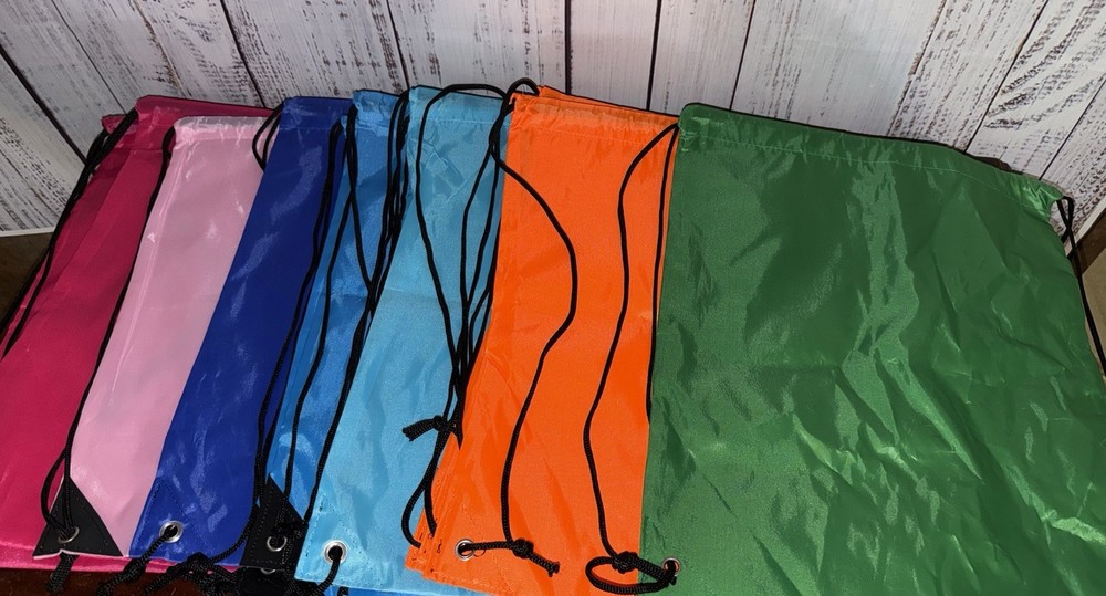 Nylon Drawstring Backpack Bundle Random Color Bag Mixed (14 Bags Incl) NWOT