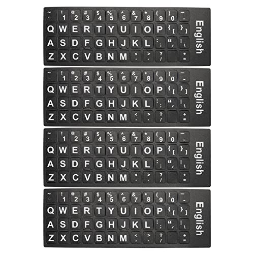 English Keyboard Stickers, 4 Pack Universal Keyboard Replacement Cover