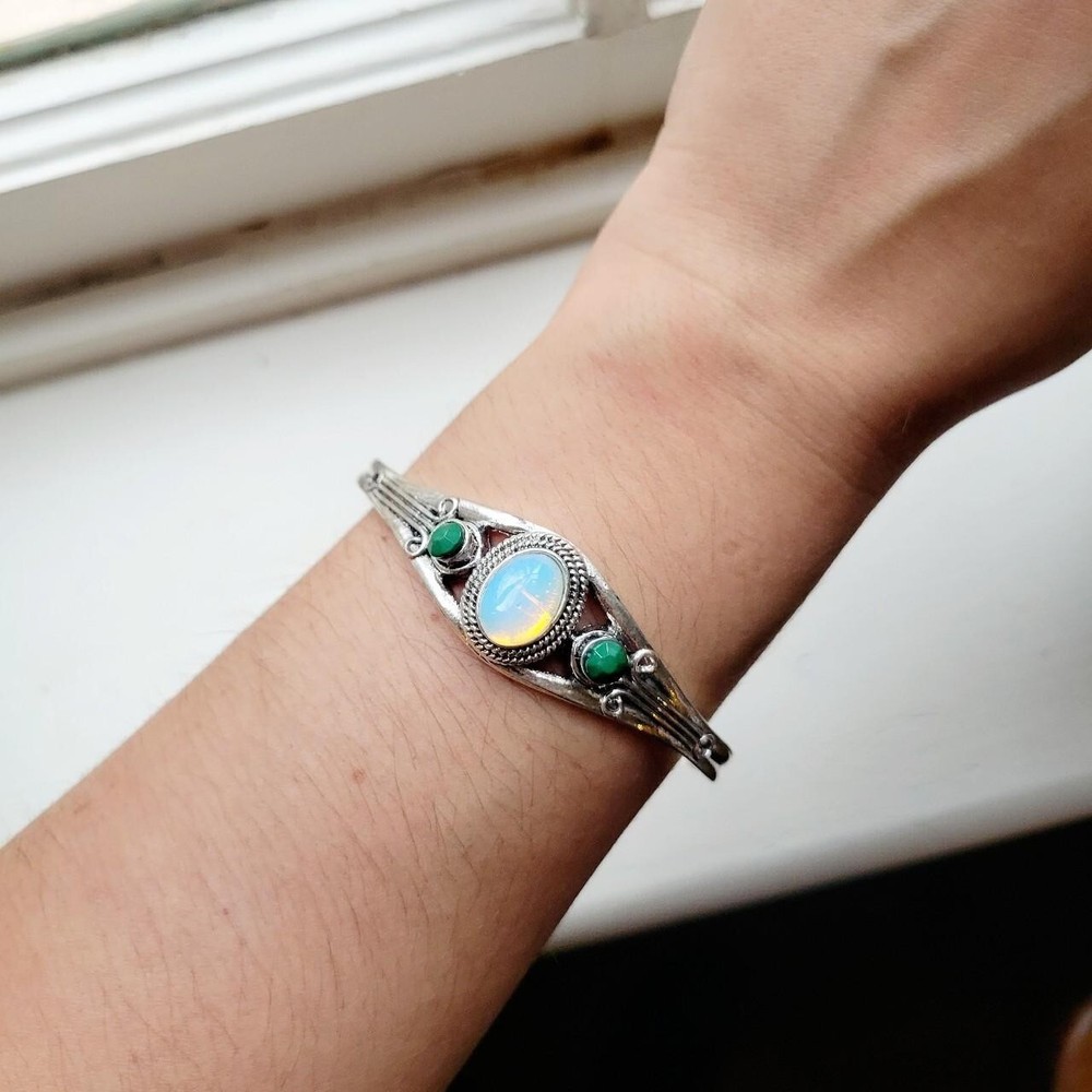 Dainty Silver Gemstone Boho Bohemian Bracelet