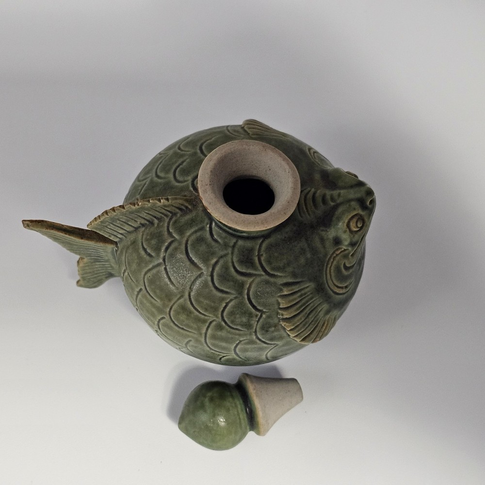 Vintage Celadon Glazed Toad Water Pot 4" H
