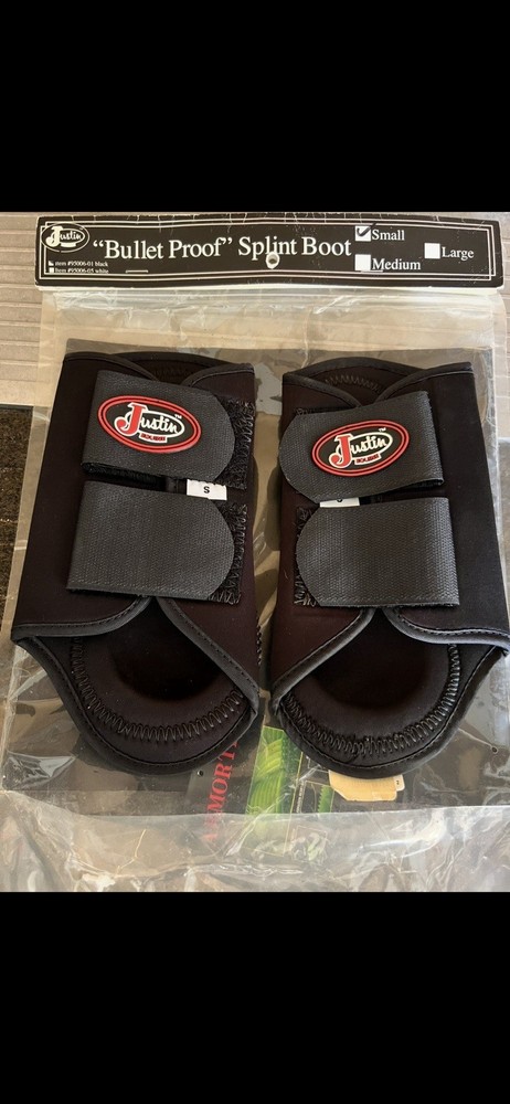 Justin "Bullet Proof" Black Splint Boots Size Small