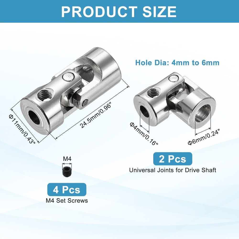 2pcs Rotatable Joint, 4mm to 6mm Inner Dia Universal Joint