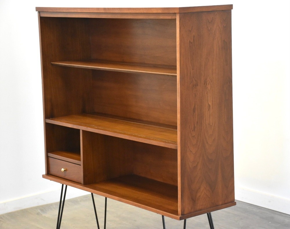 Walnut Mid Century Modern Bookcase