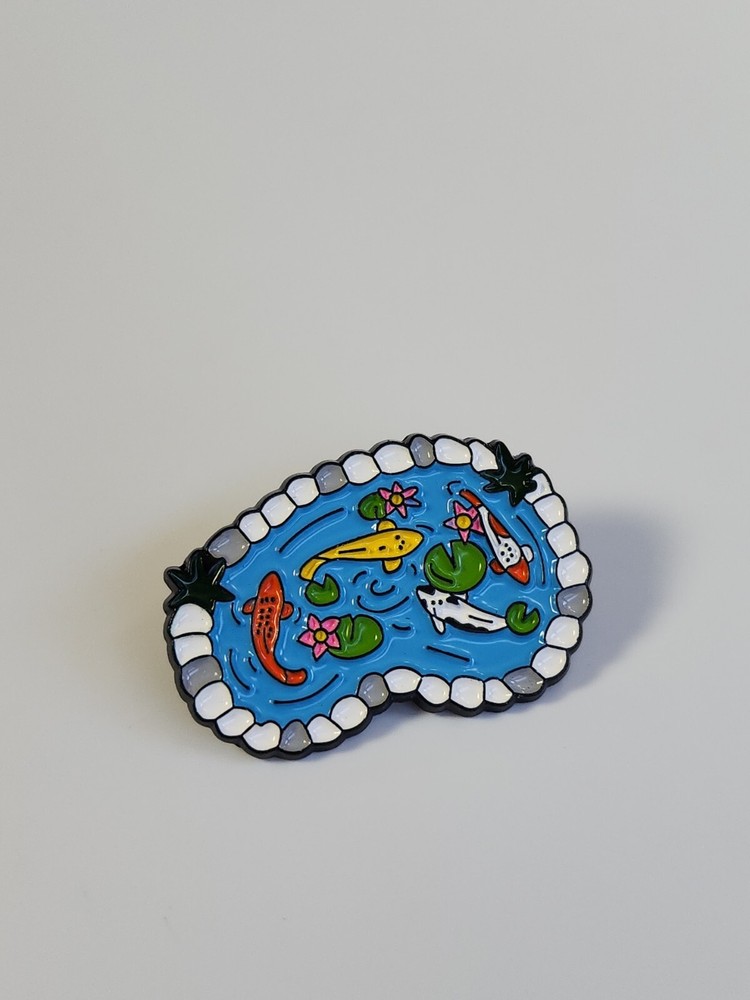 Koi Fish Pond Cartoon Lapel Pin