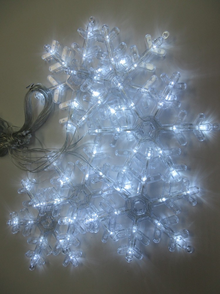 Perfect Holiday LED Snowflake String Lights 6pc Plug-In 8 Light Functions White