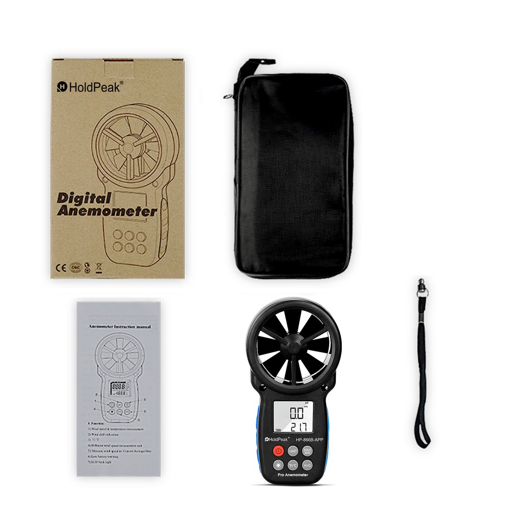 Handheld Anemometer Bluetooth Digital Wind Speed Gauge Wind Temp for HVAC Drone
