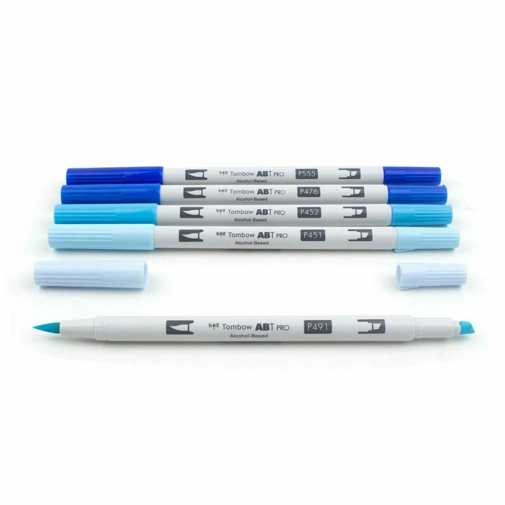 Tombow ABT PRO Alcohol-Based Duel Brush and Chisel Tip Blue Tones