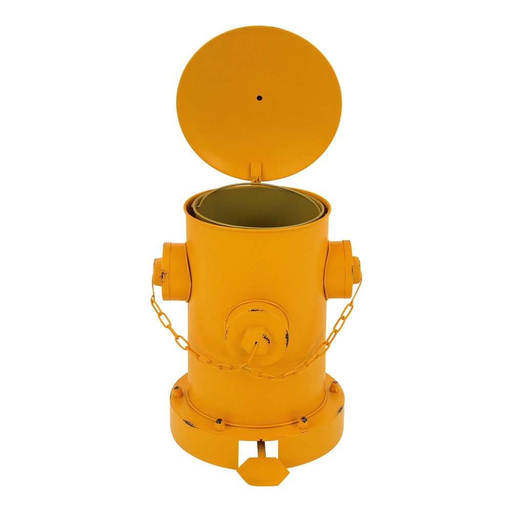 Yellow Garbage Can 2.5L Step-On Fire Hydrant Trash Can Detachable Iron Waste Bin