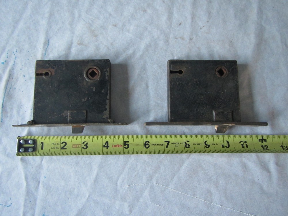 antique  unmarked cast iron mortise door locks  (no keys