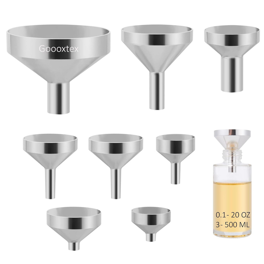 Small Metal Funnels Mini Funnel 8 Size Tiny Bottle Funnel, Miniature Atomizers,