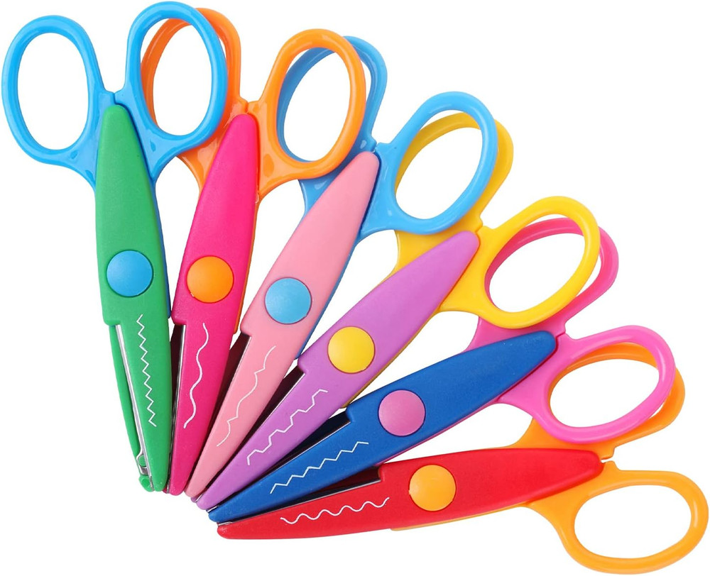 Craft Scissors Decorative Edge, 6 Pack, Bright, Zig Zag Scissors for Crafting, S