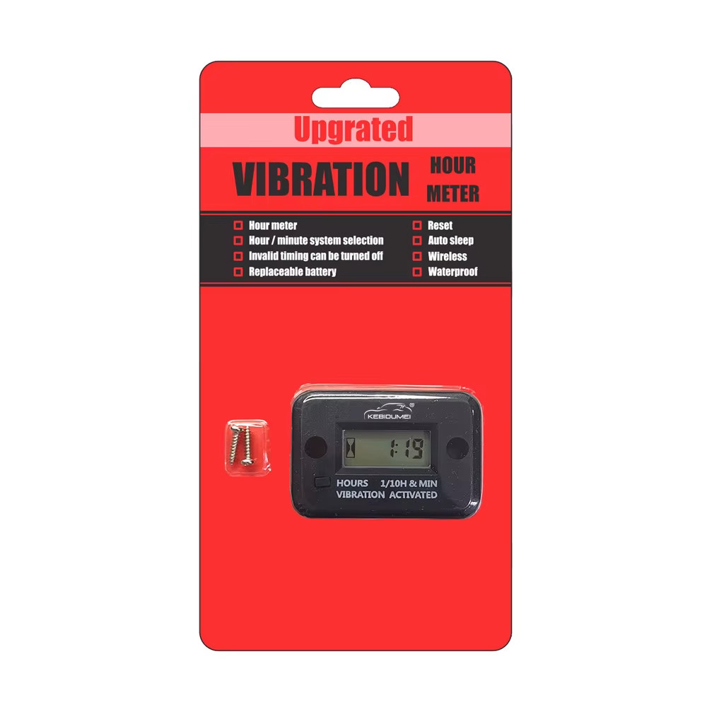 Digital Vibration Hour Meter Engine Gauge LCD Display Wireless Reset Auto Sleep