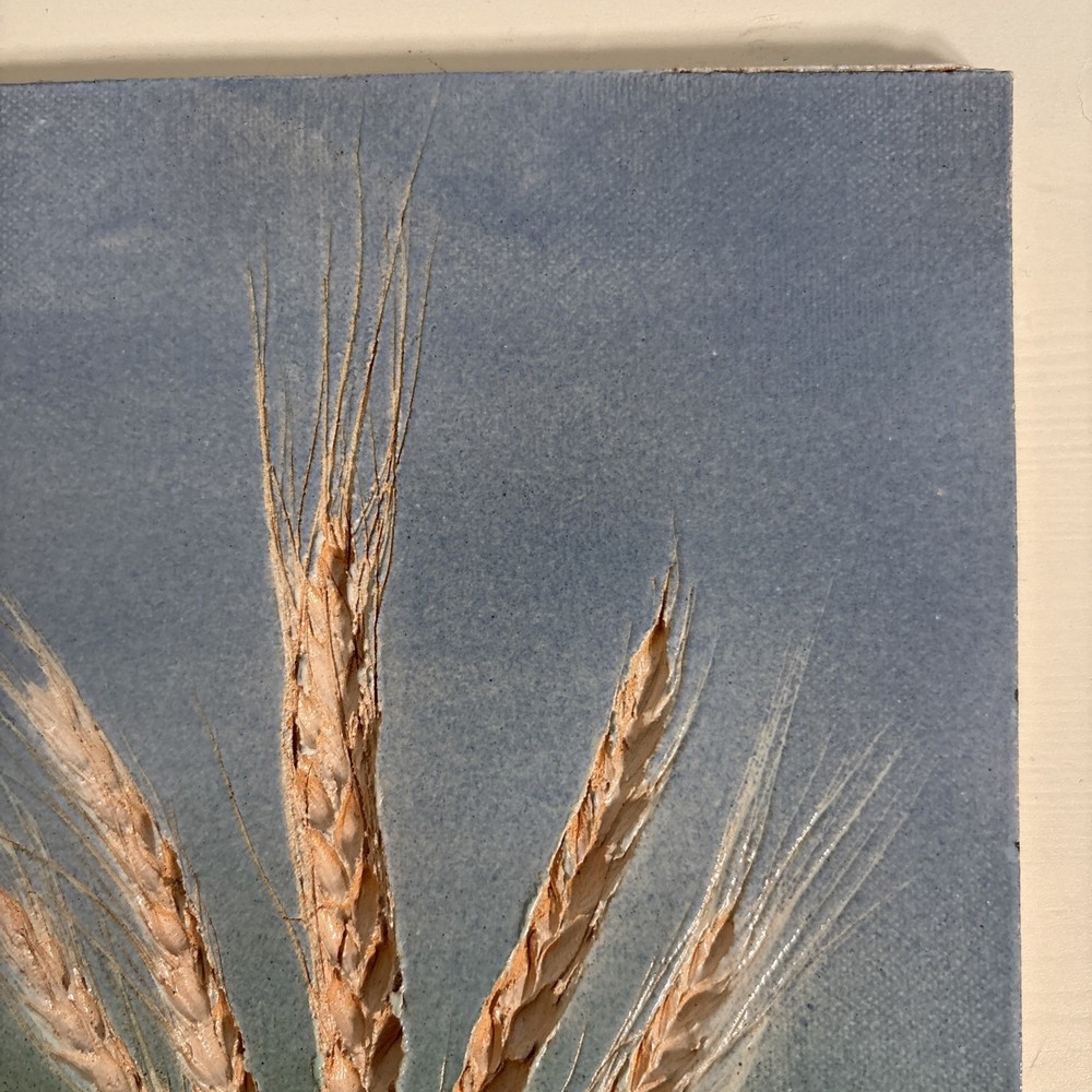 Inga Bow Wheat Tile Art Pottery Artist Signed - Bow Ceramic Studios Kansas 2000