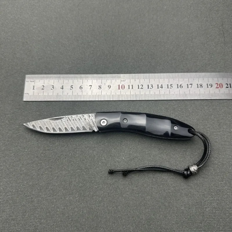 Sharp VG10 Steel Damascus Pocket Knife Bone Handle Folding Bushcraft Camping
