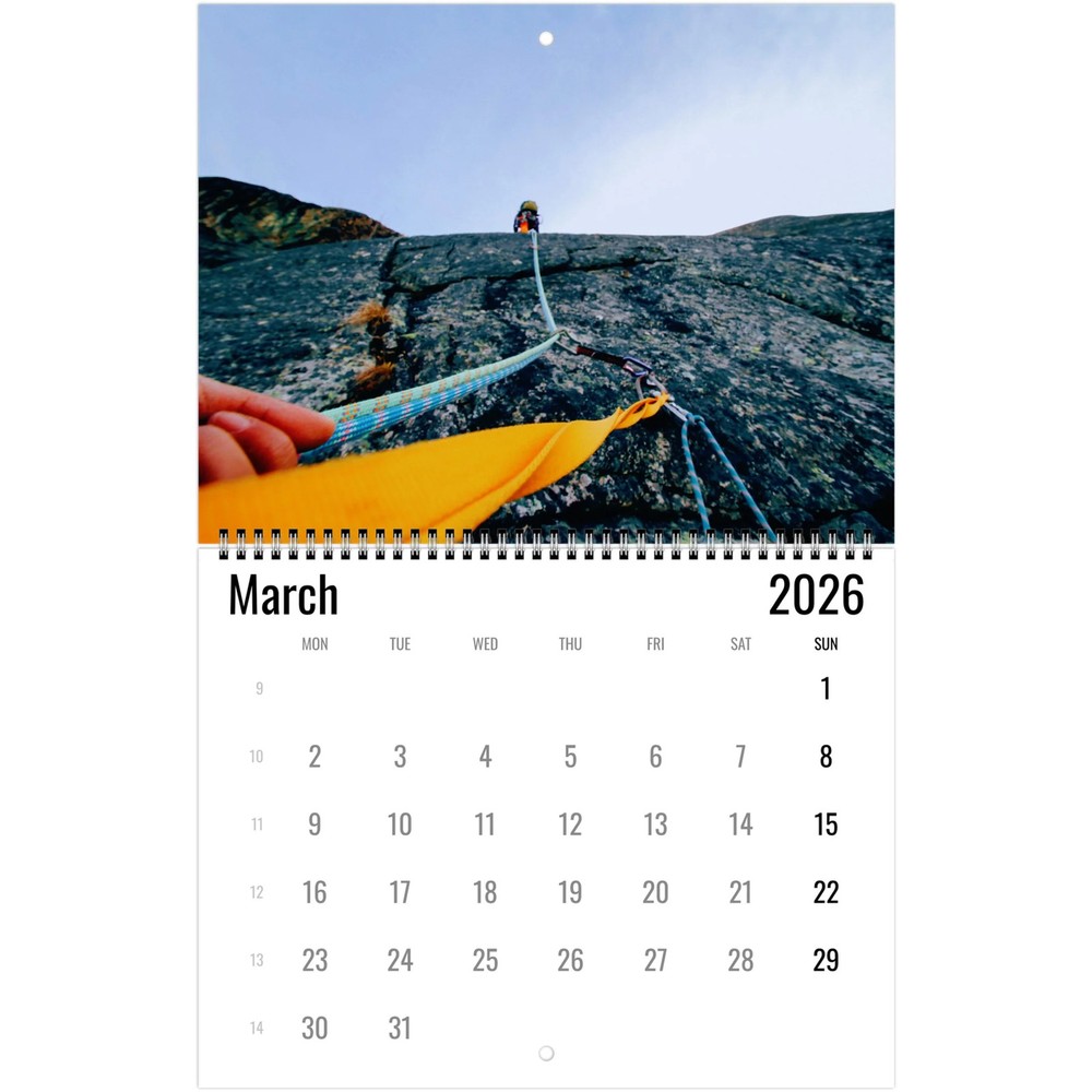 Rock Climbing Wall Calendar 2026