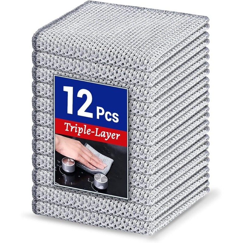 Reusable Non-Scratch Three-Layer Wire Cleaning Cloths Kitchen & Home Tasks New