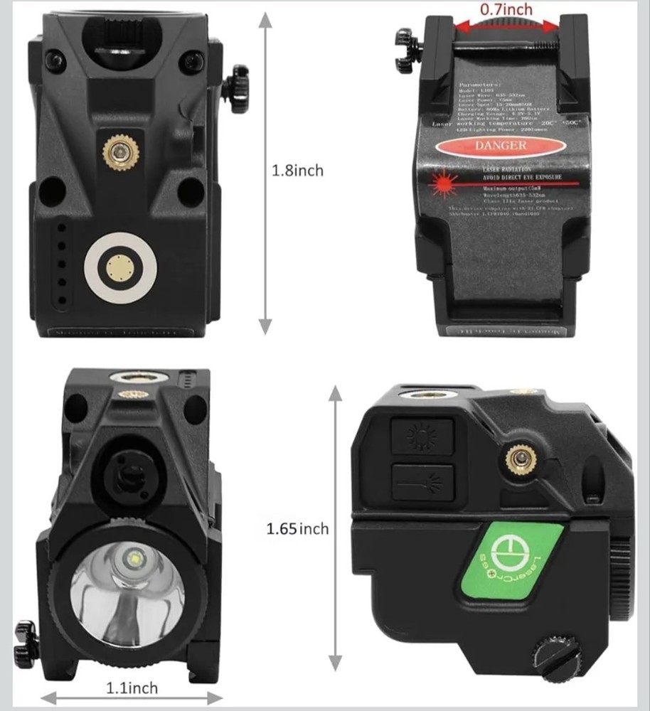 Lasercross Tactical Compact Green Dot Laser Sight,LED Flashlight Combo with 20mm