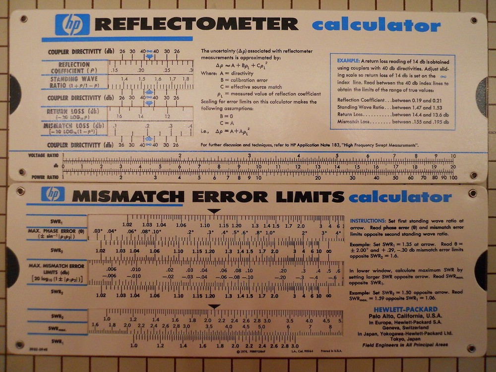 Microwave Reflectometer Mismatch Error Limits Slide Rule Calculator HP/ Keysight