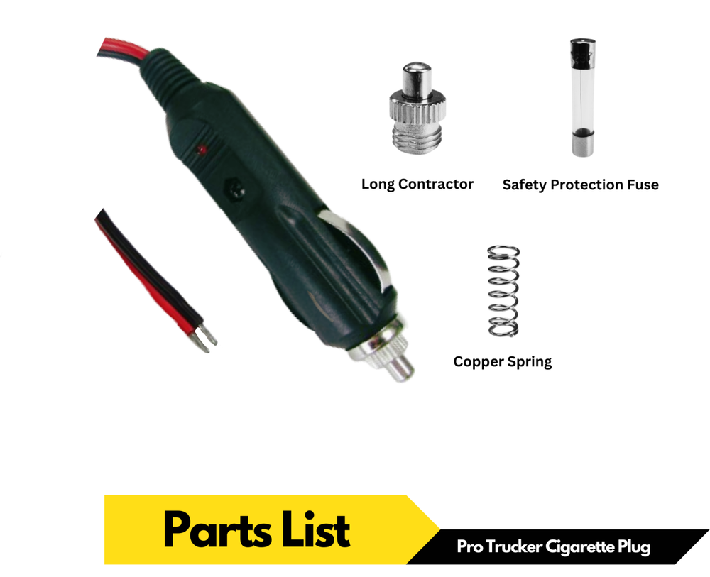 Pro Trucker 12V Replacement Cigarette Lighter Plug Power Adapter w/ LED Light