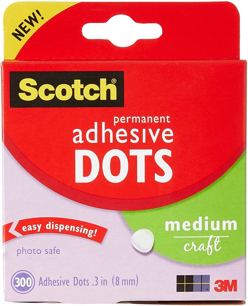 Scotch Permanent Adhesive Dots, Photo-Safe, 300 Dots/Pack, 4-Pack