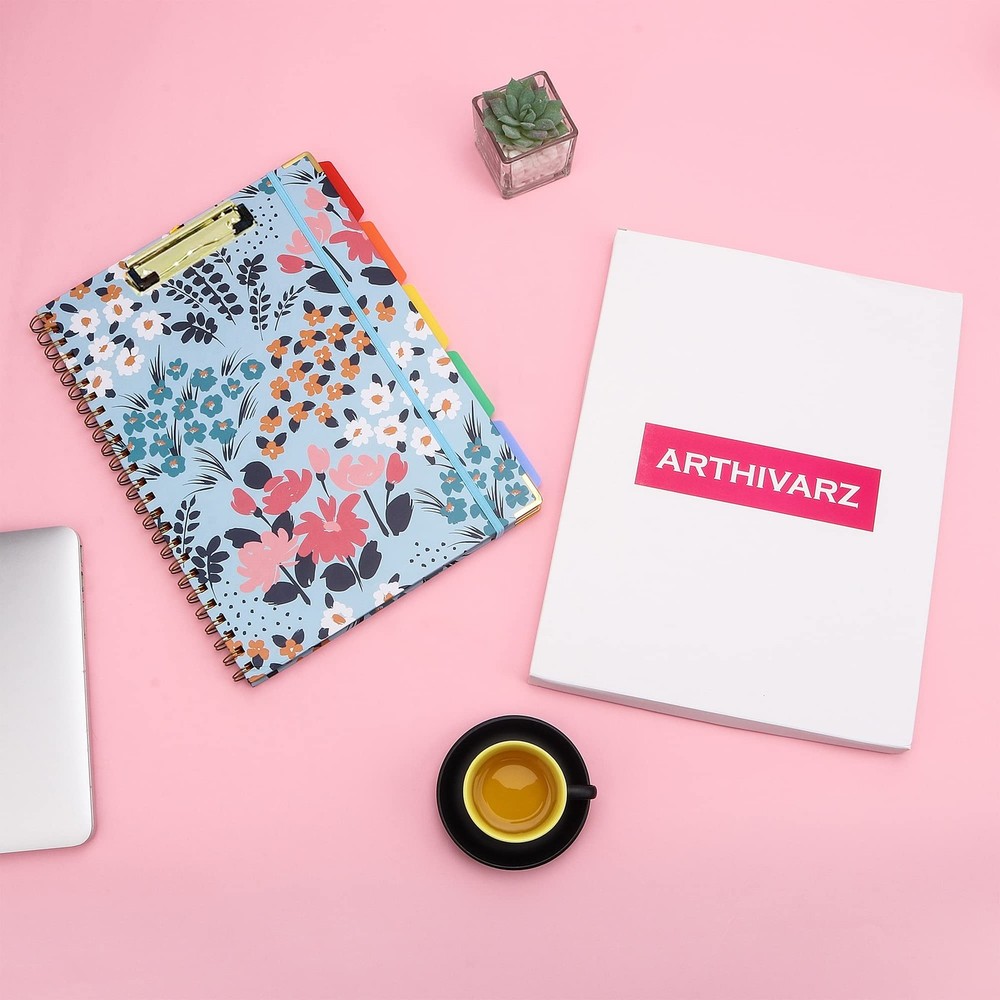 Arthivarz Spiral Clipboard Folio with Refillable Lined A4, Gentleblue