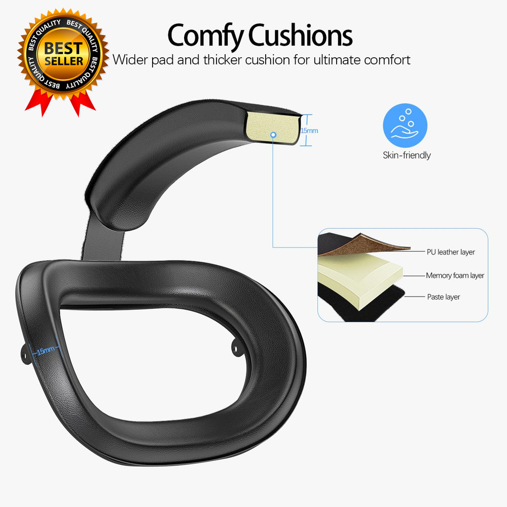 Head Strap for Meta Quest 2 VR Headset Elite Strap Adjustable Soft Cushion