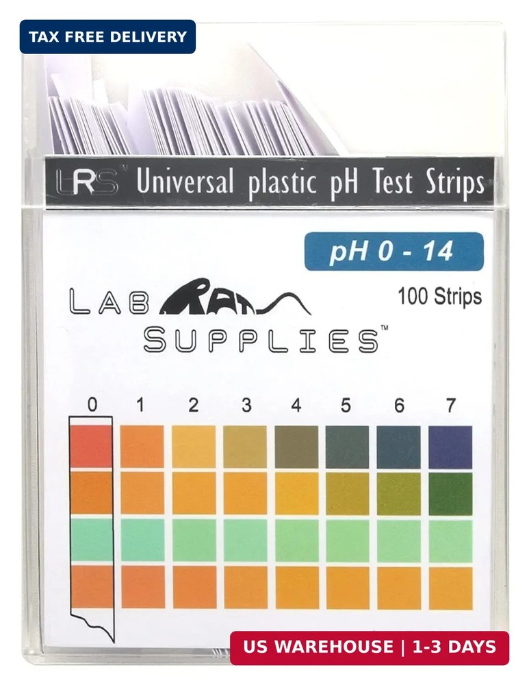 Plastic pH Test Strips, Universal Application (pH 0-14), 100 Strips | for Saliva