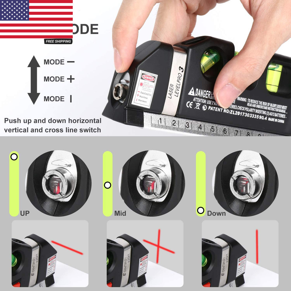 Laser Level Line Tool, Multipurpose Laser Level Kit Standard Cross Line Laser Le