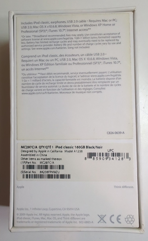 Apple iPod Classic - 160gb - Box Only