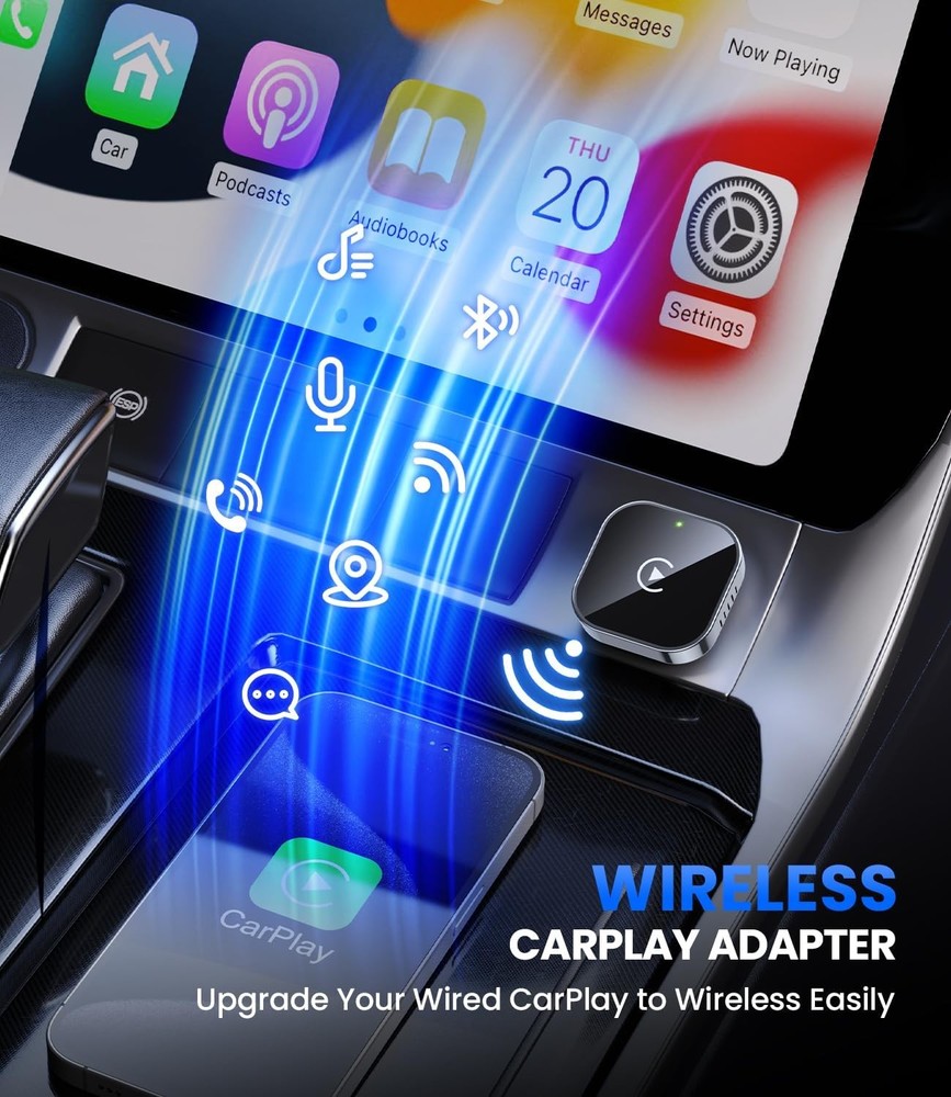Wireless CarPlay Adapter & Android Auto Dongle, Fast Auto-Connect, Compact Plug