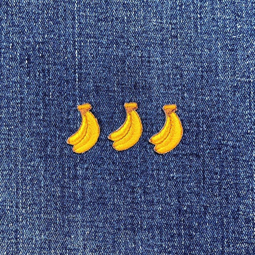 3-Pack Banana Applique Patch - Mini Embroidered Fruit Badge 7/8" (Iron On)