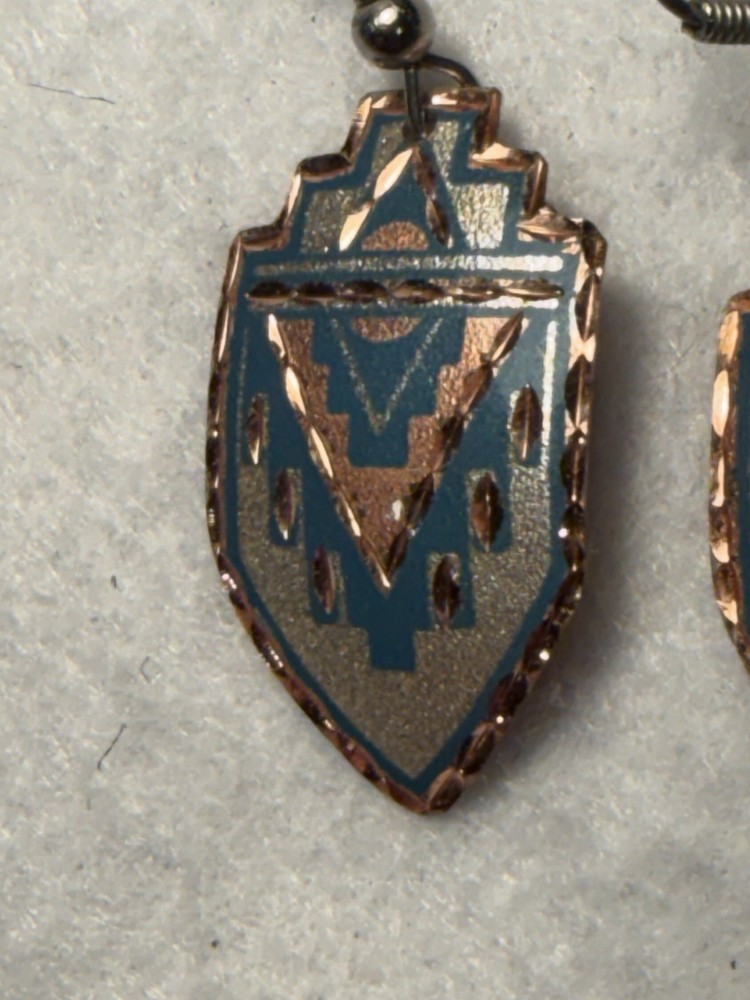 Teal Blue Copper Native Hand Made Earrings