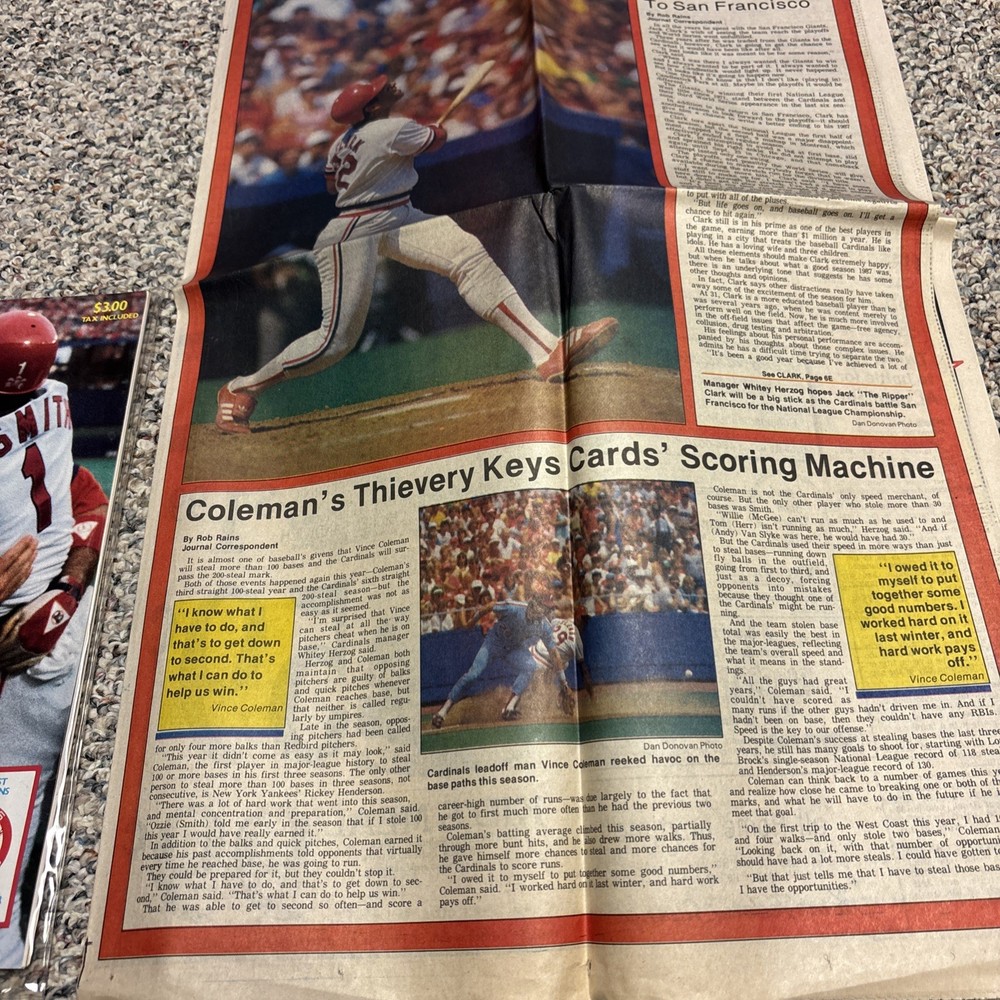 1987 St. Louis Cardinals NLCS Program, Ticket & Newspaper
